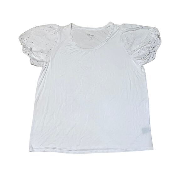 torrid Tops - Torrid Super Soft Knit T-shirt with puffed laced embroidered sleeves sz 3 white